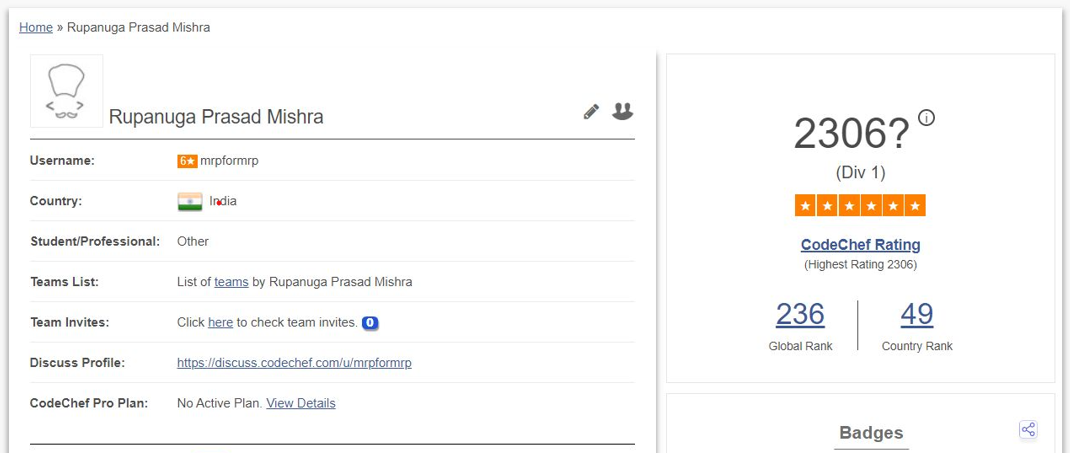 CodeChef Profile Screenshot